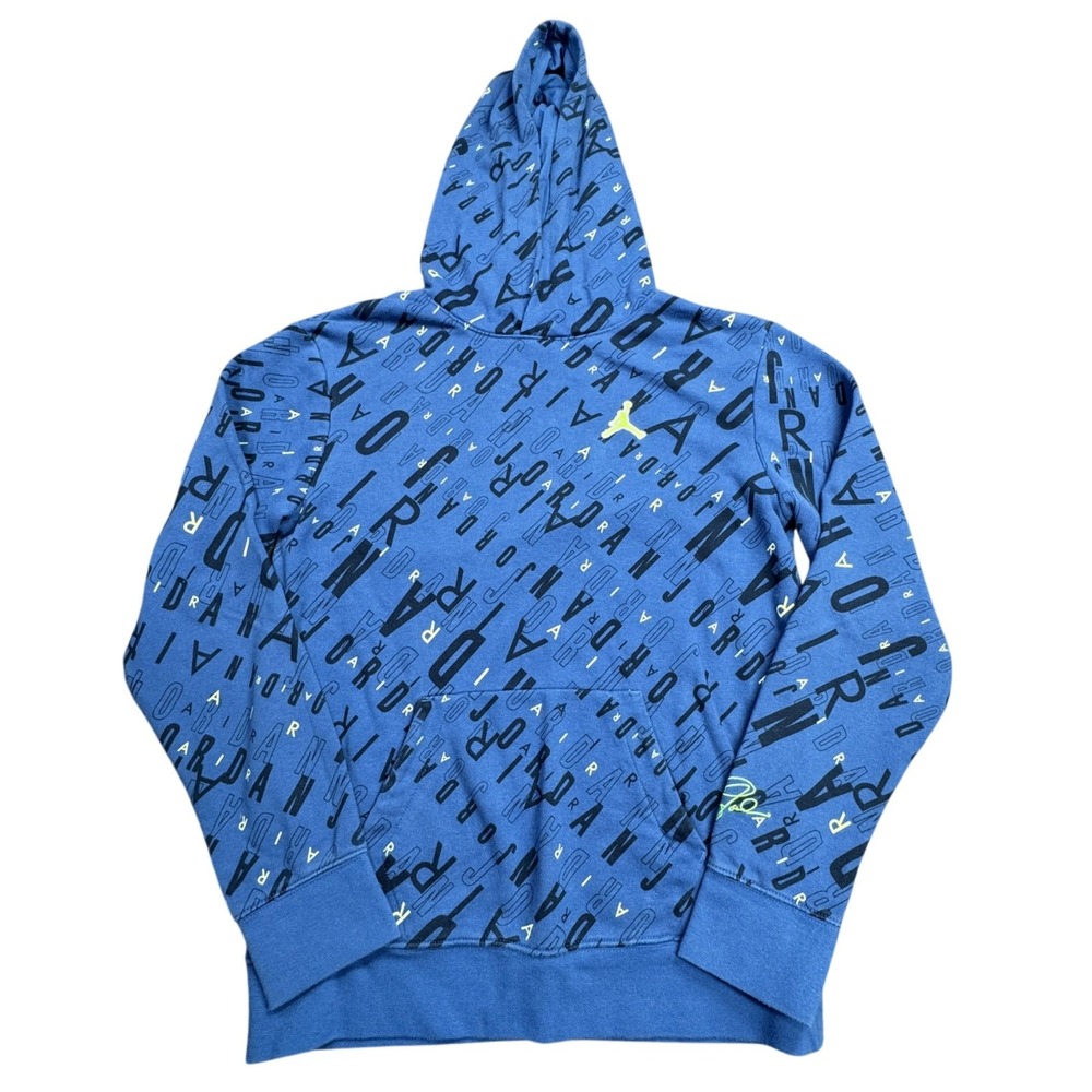 Jordan Hoodie Kids‎ XL Blue All Over Print Jumpman Logo Pullover Sweatshirt